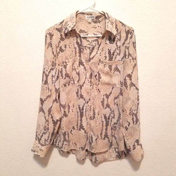 Express Women's Snakeskin Portofino Shirt size Medium - Picture 1 of 7